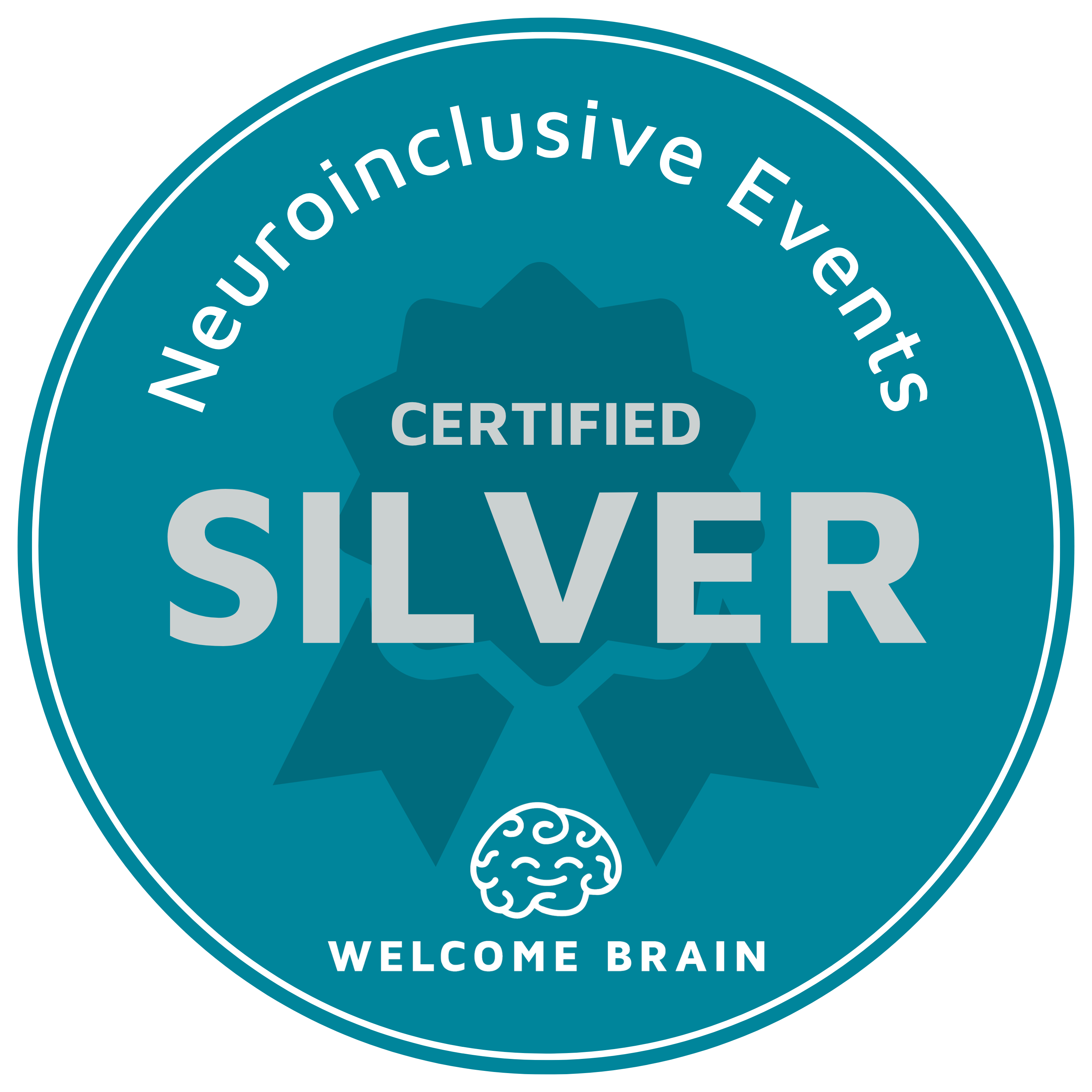 neuroinclusive events certified silver welcome brain icon